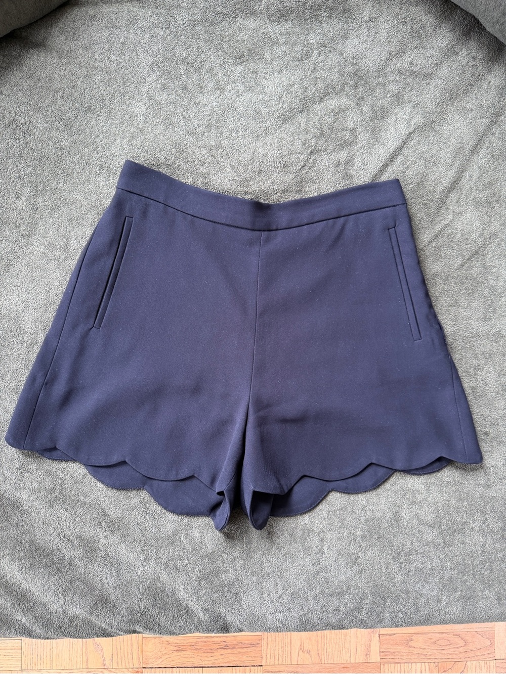 Aritzia Black Scalloped high waist shorts